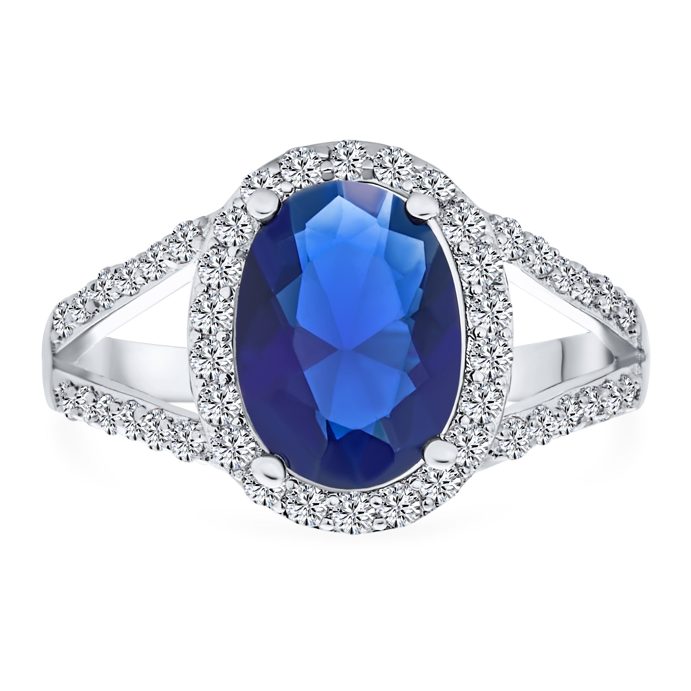 classic-blue-sapphire-halo-engagement-ring-ag-rz9317sa-01 10CT Solitaire Sapphire Blue Oval Halo CZ Cocktail Ring Split Band - Image 1