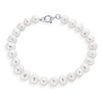 Classic Hand Knotted 8MM White Freshwater Cultured Pearl Strand Bracelet - Image 2
