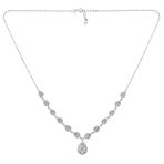 Bridal Teardrop Halo CZ V Collar Necklace Sterling Silver - Image 2
