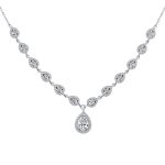 Bridal Teardrop Halo CZ V Collar Necklace Sterling Silver