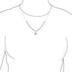 Bridal Teardrop Halo CZ V Collar Necklace Sterling Silver - Image 3