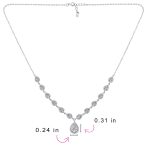Bridal Teardrop Halo CZ V Collar Necklace Sterling Silver - Image 4