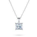 Classic Dainty 1.25 CT Princess Cut CZ Pendant Necklace in Sterling Silver - Image 2
