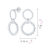 Classic Geometric Round Dangle Earrings Double Circle Knocker Sterling Silver - Image 4