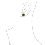 Set of 2 Large 5CT Purple Olive Green Square CZ Solitaire Clip-On Earrings 12MM - Image 7