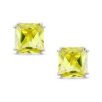 12MM Princess Cut Cubic Zirconia Aqua Blue CZ Solitaire Statement Clip On Stud Earrings Non Pierced - Image 11