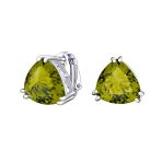 Traditional Large Triangle CZ Solitaire Clip-On Earrings Silver Plated 12MM - Image 2