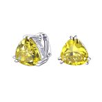 Traditional Large Triangle CZ Solitaire Clip-On Earrings Silver Plated 12MM - Image 3