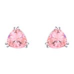 Traditional Large Triangle CZ Solitaire Clip-On Earrings Silver Plated 12MM - Image 10