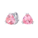 Traditional Large Triangle CZ Solitaire Clip-On Earrings Silver Plated 12MM - Image 4