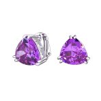Traditional Large Triangle CZ Solitaire Clip-On Earrings Silver Plated 12MM - Image 5