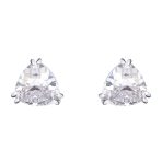 Traditional Large Triangle CZ Solitaire Clip-On Earrings Silver Plated 12MM - Image 12