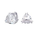Traditional Large Triangle CZ Solitaire Clip-On Earrings Silver Plated 12MM - Image 6