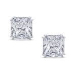 12MM Princess Cut Cubic Zirconia Aqua Blue CZ Solitaire Statement Clip On Stud Earrings Non Pierced - Image 14