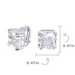 12MM Princess Cut Cubic Zirconia Aqua Blue CZ Solitaire Statement Clip On Stud Earrings Non Pierced - Image 28
