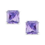 12MM Princess Cut Cubic Zirconia Aqua Blue CZ Solitaire Statement Clip On Stud Earrings Non Pierced - Image 9