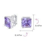 12MM Princess Cut Cubic Zirconia Aqua Blue CZ Solitaire Statement Clip On Stud Earrings Non Pierced - Image 23