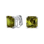 12MM Princess Cut Cubic Zirconia Aqua Blue CZ Solitaire Statement Clip On Stud Earrings Non Pierced - Image 3