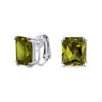 Traditional Large 7CT Emerald Cut CZ Clip-On Earrings Silver Plated Non-Pierced - Image 4