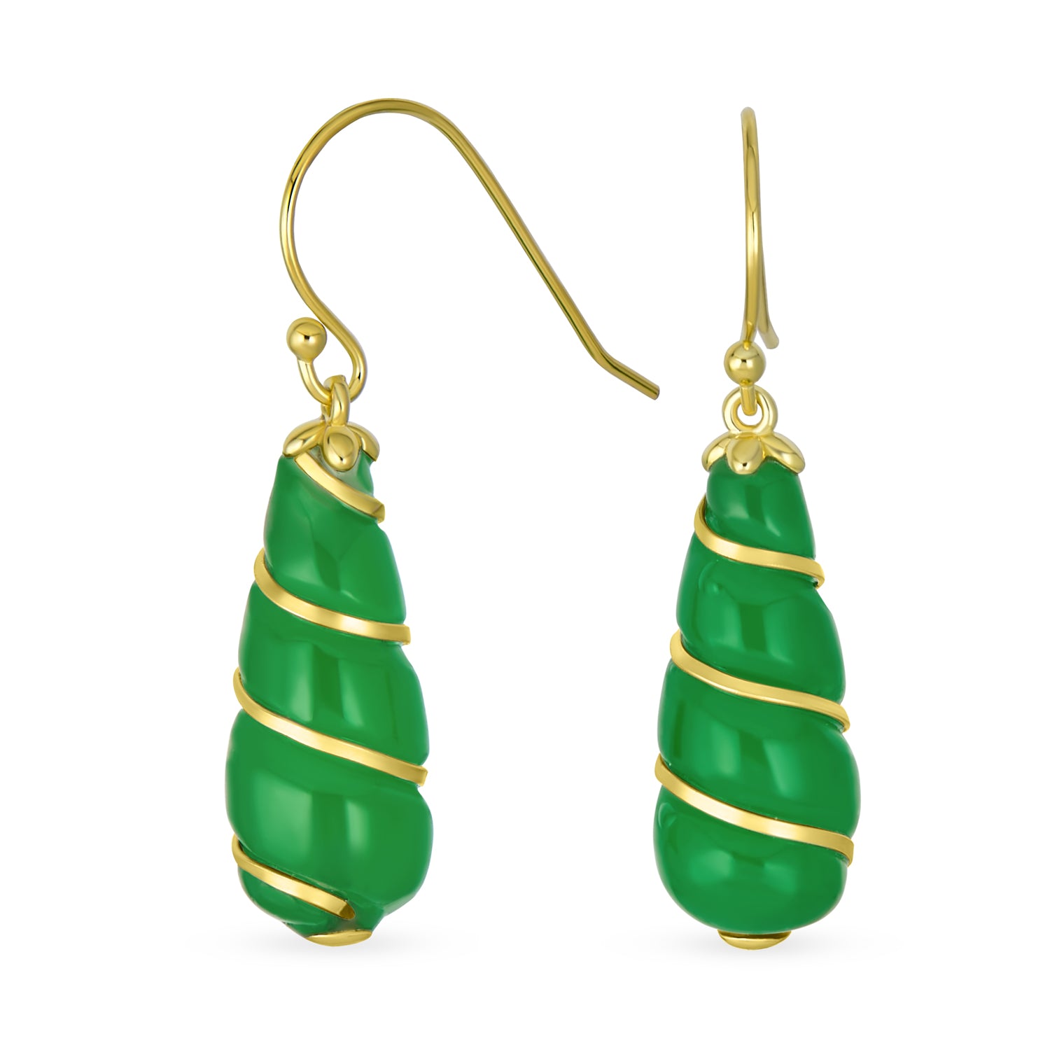 classic-long-chandelier-green-jade-wj-swe12964-08a-v-01 Classic Green Jade Teardrop Twisting Swirl Dangle Earrings Gold Sterling Silver - Image 1