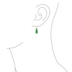 Classic Green Jade Teardrop Twisting Swirl Dangle Earrings Gold Sterling Silver - Image 5