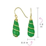 Classic Green Jade Teardrop Twisting Swirl Dangle Earrings Gold Sterling Silver - Image 7
