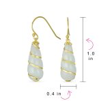 Classic Green Jade Teardrop Twisting Swirl Dangle Earrings Gold Sterling Silver - Image 8