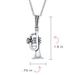 Musician Jazz Lover Trumpet Instrument Pendant Necklace .925 Sterling Silver - Image 3