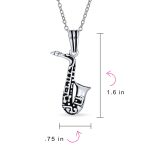Saxophone Instrument Pendant Necklace for Musician Jazz Lover Silver Chain - Image 3