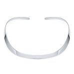 Modern Flat Contoured Collar Curved Statement Choker Necklace .925 Silver Sterling