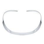 Modern Flat Contoured Collar Curved Statement Choker Necklace .925 Silver Sterling