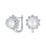 Classic Vintage Bridal Pearl Stud Earrings, Sterling Silver Huggie Latch Back