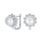 Classic Vintage Bridal Pearl Stud Earrings, Sterling Silver Huggie Latch Back