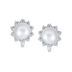 Classic Vintage Bridal Pearl Stud Earrings, Sterling Silver Huggie Latch Back - Image 2