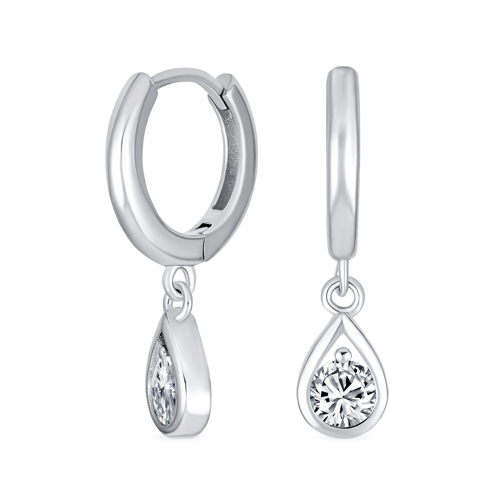 classic-vintage-cocktail-party-gemstone-pear-dangling-earring-latch-silver-zdc-c458cl_1 Dainty Simulated CZ Teardrop Huggie Drop Earrings Gold Plated .925 Silver - Image 1
