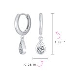 Dainty Simulated CZ Teardrop Huggie Drop Earrings Gold Plated .925 Silver - Image 4