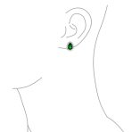 2.5CT Blue CZ Halo Pear Teardrop Stud Earrings Omega Back - Image 6