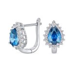 Vintage Wedding 1.5 CT CZ Halo Teardrop Stud Huggie Earrings Sterling Silver