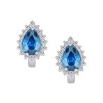 Vintage Wedding 1.5 CT CZ Halo Teardrop Stud Huggie Earrings Sterling Silver - Image 3