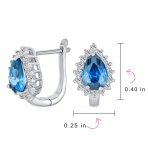 Vintage Wedding 1.5 CT CZ Halo Teardrop Stud Huggie Earrings Sterling Silver - Image 7