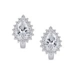 Vintage Wedding 1.5 CT CZ Halo Teardrop Stud Huggie Earrings Sterling Silver - Image 4