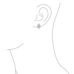 Vintage Wedding 1.5 CT CZ Halo Teardrop Stud Huggie Earrings Sterling Silver - Image 6