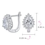 Vintage Wedding 1.5 CT CZ Halo Teardrop Stud Huggie Earrings Sterling Silver - Image 8
