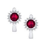 Classic Vintage CZ Stud Earrings 1 CTW Simulated Gemstone Sterling Silver Huggie - Image 4