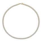 Bridal CZ Round Prong Set Collar Necklace 14K Gold Plated