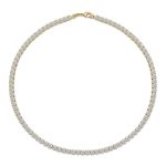 Bridal CZ Round Prong Set Collar Necklace 14K Gold Plated