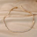 Bridal CZ Round Prong Set Collar Necklace 14K Gold Plated - Image 5