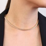 Bridal CZ Round Prong Set Collar Necklace 14K Gold Plated - Image 3