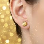 Summer Solar Beach Fun Sunburst Stud Earrings in Genuine 10K Yellow Gold - Image 2