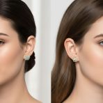 Set of 2 Tiny Blue & Clear CZ Flower Stud 1 Piece Cartilage Earring 14K Gold 4MM - Image 2